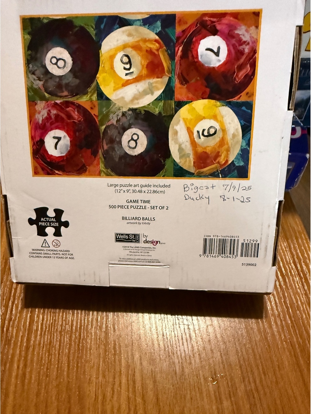 Wells Street by Design Game Time 500 Piece Puzzle Set of 2 - Billiard Balls Art